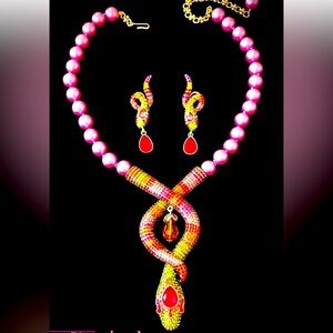 Heidi Daus “Serpent 🐍 Of EDEN” Elegant Pink and Gold Jewelry Set